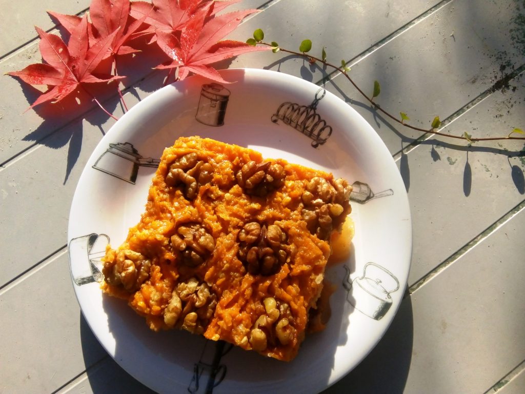 Gezonde appeltaart van zoete aardappel